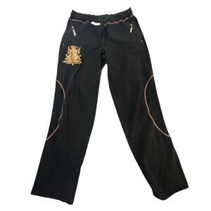 Baby Phat Authentic Y2K Black Velour Sweatpants XL Rhinestone Logo Crest